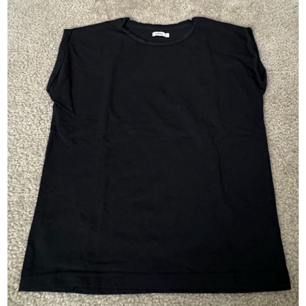 GEMO Black T Shirt Womens Small Cap Sleeve Minimal Basic Casual Top